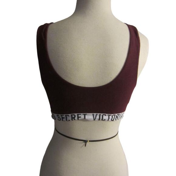 Maroon Logo Band Bralette Victoria’s Secret Medium Soft Cotton Stretch - Picture 9 of 9